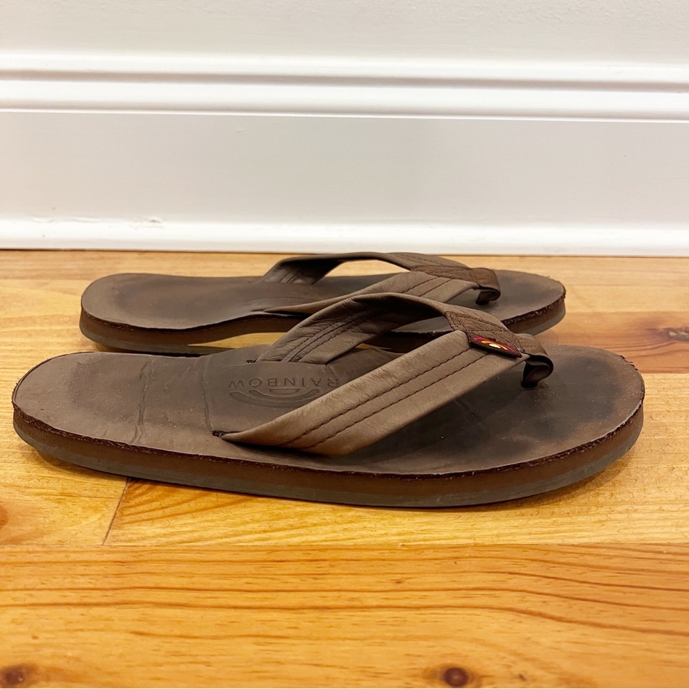 Rainbow 301Alts Leather Flip Flop Womens XL 8.5 9.5 Brown Expresso Comfort Beach